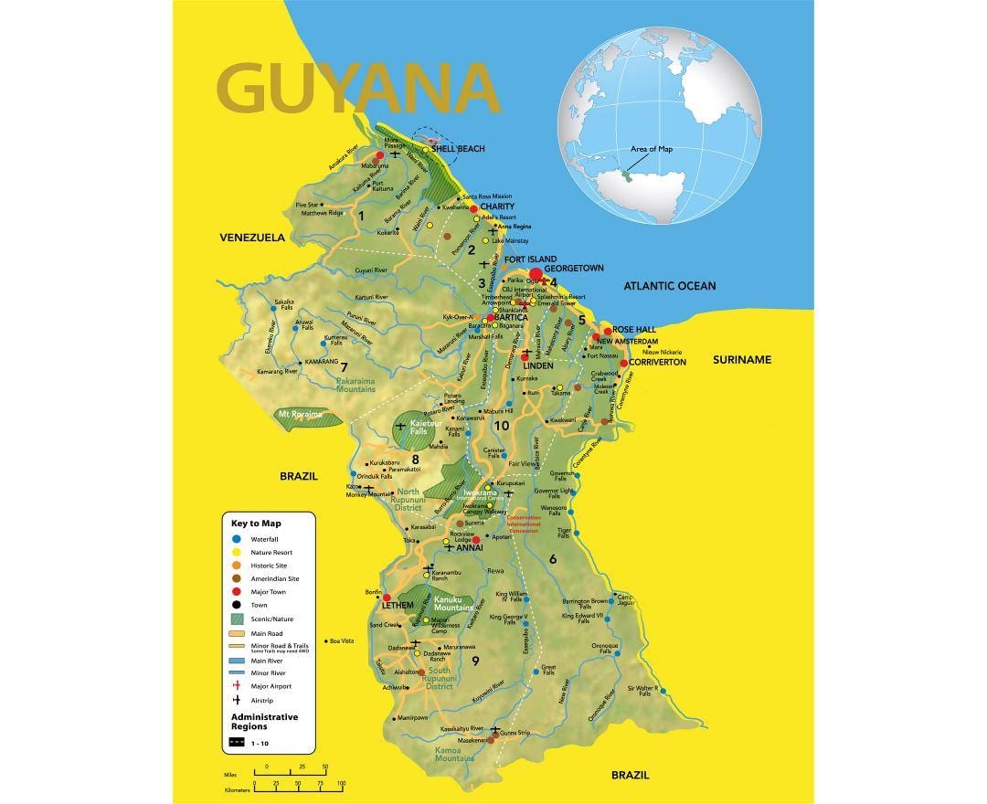 mapa de Güiana mapa de localización