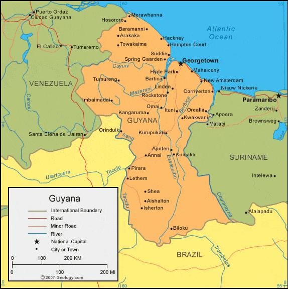 mapa de Güiana política