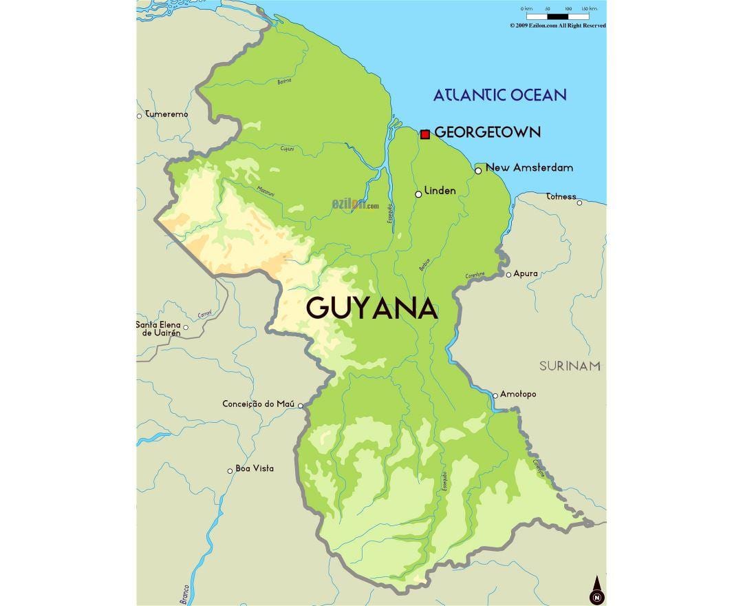un mapa de Güiana