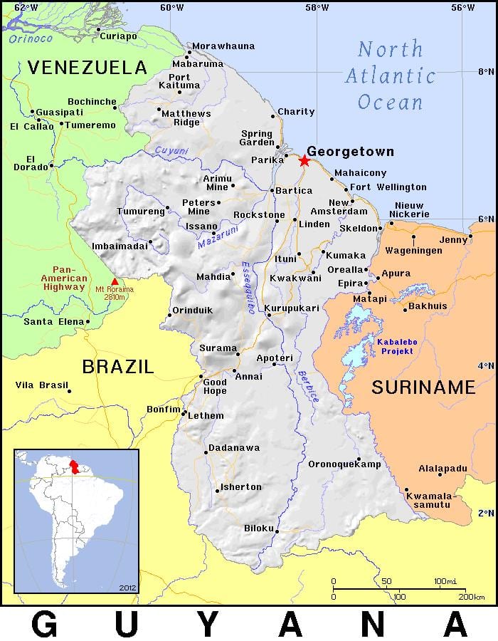 mapa de Güiana país