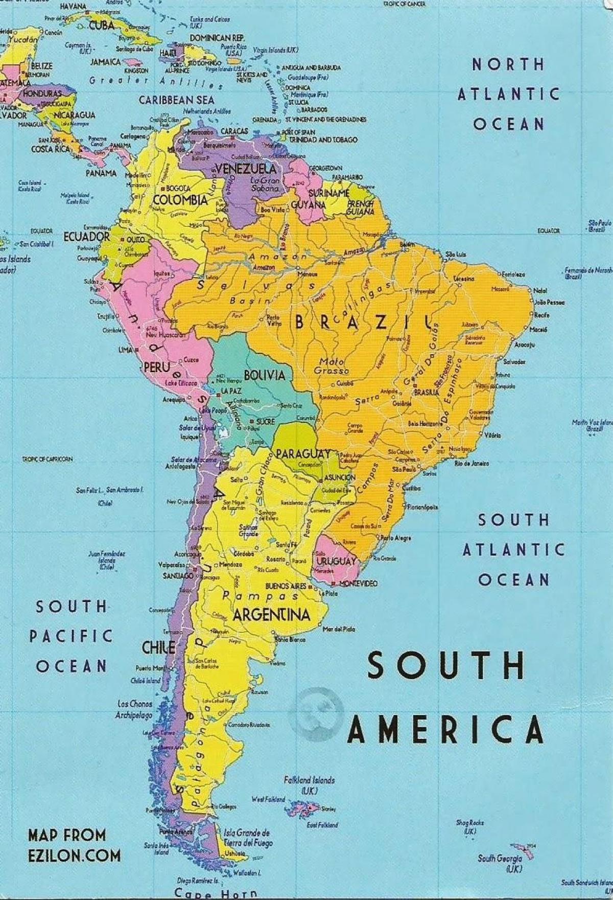 mapa de Güiana américa do sur 