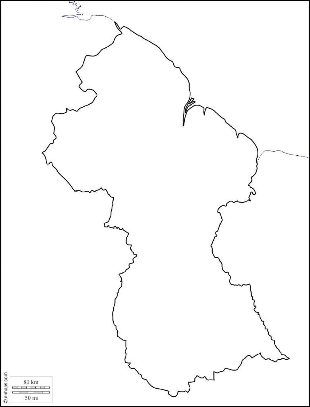 en branco mapa de Güiana