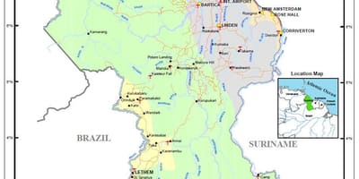 Mapa de Güiana recursos naturais