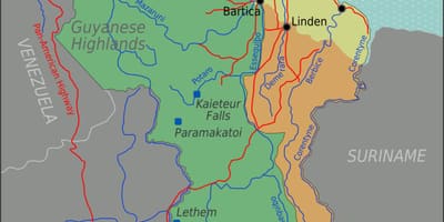 Costa leste demerara Güiana mapa