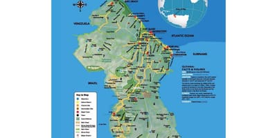 Mapa de mapa que mostra como os amerindios veu a Güiana